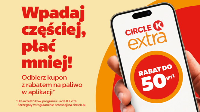 Kupon na paliwo z rabatem do 50 gr/l w Circle K extra