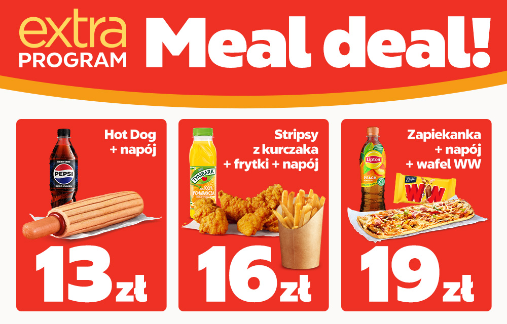 Trzy zestawy Meal Deal z cenami które można kupić na stacji Circle K.