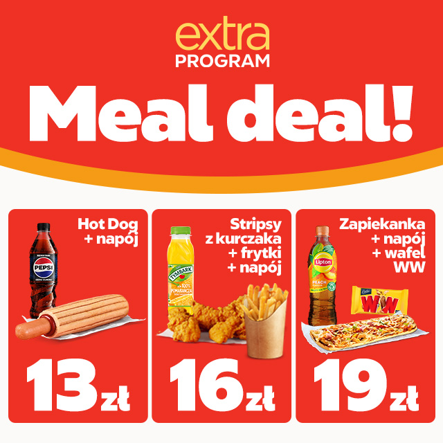 Grafika przedstawia zestaw 3 Meal Deal które można kupić na stacji Circle K.