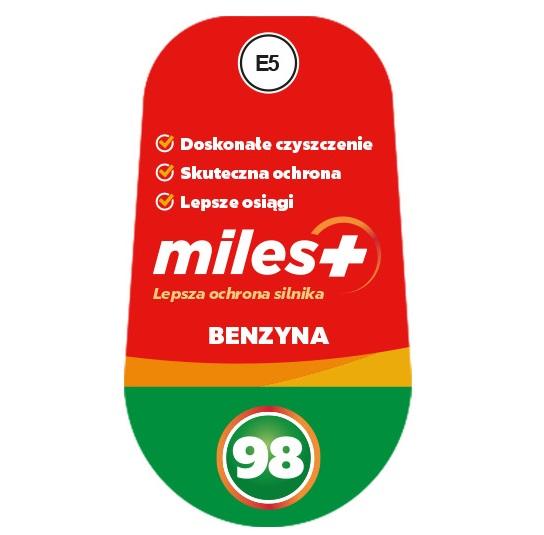 Etykieta paliwowa- benzyna miles plus 98